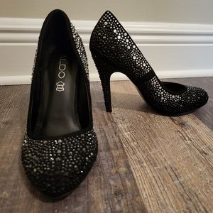 Aldo Heels with Black & Silver Accents